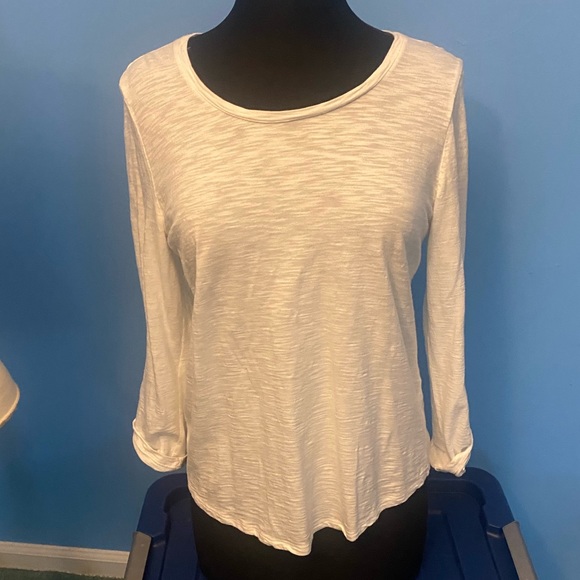 Chico’s Ultimate Tee 3/4 sleeve size 1/medium white roll up sleeve - Picture 1 of 7